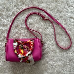 Cute Mini Hot Pink Faux Leather Crossbody Bag Purse Fashion Nova Gold Hardware